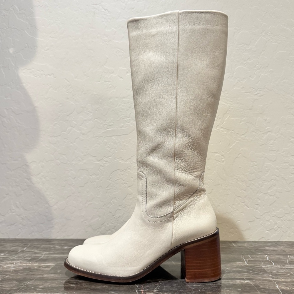 Patina Ivory Leather Campus Boots